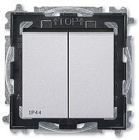 Выключатель без рамки ABB EPJ Levit 2-кл. IP44 серебро/дымчатый чёрный картинка